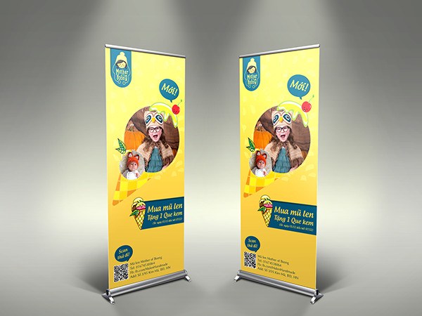 thiet ke va in standee hoi cho - standee backdrop - inDD Creative